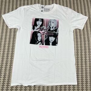 Black Pink Shut Down White Tee T Shirt Adult Sz L New